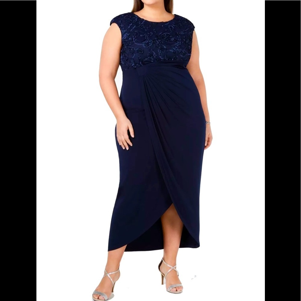 Women’s Formal Dress Plus Sizes 14W 18W 22W Navy Blue Connected Apparel Evening